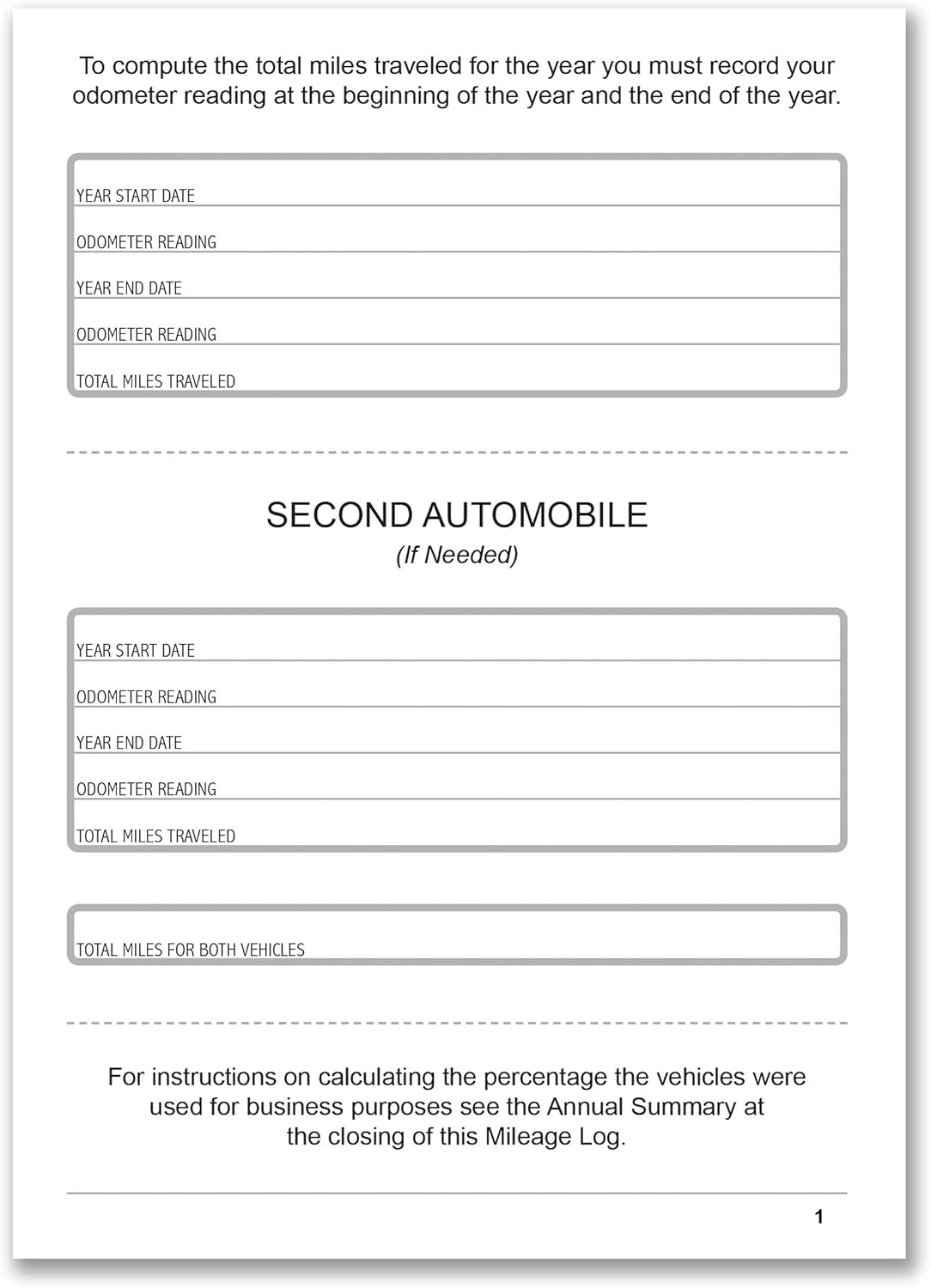 BookFactory Mileage Log Book/Auto Mileage Expense Record Notebook for Taxes - 126 Pages - 5" X 7" Wire-O (LOG-126-57CW-A(Mileage)) : Office Products