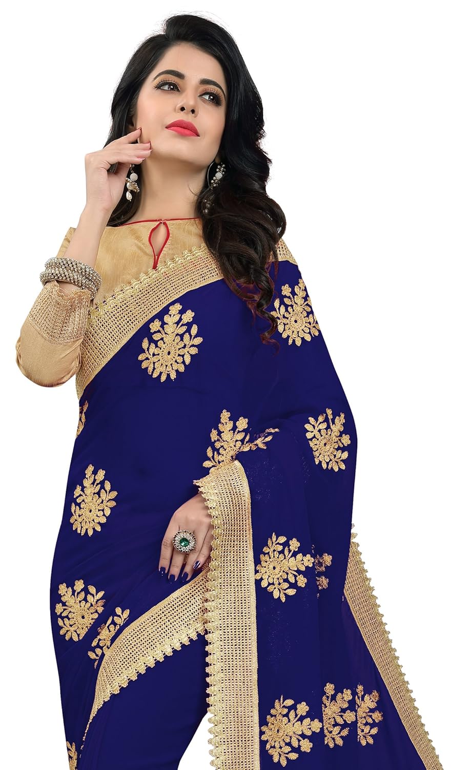raghukul georgette embroidered saree for women
