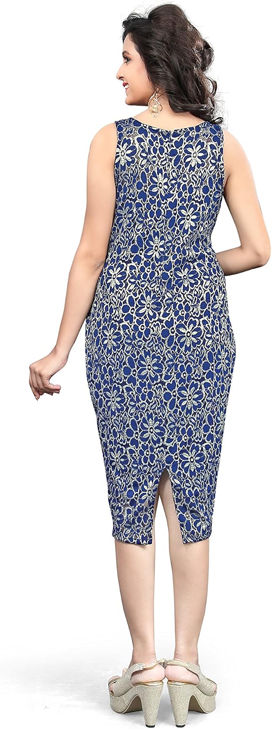 Buy Fish Cut Dress Girl S Attractive Blue Colored Floral One Piece Dress At Amazon In