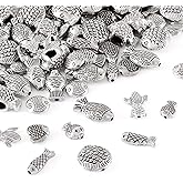 Craftdady 100Pcs Tibetan Antique Silver Fish Beads 10 Style Vintage Animal Ocean Fish Beads Assorted Fish Shape Alloy Metal Loose Spacer Beads for DIY Bracelet Necklace Jewelry Making, Hole: 1-4.5mm