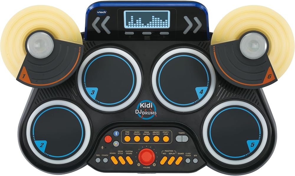 VTech Kidi DJ Drums Light Up Electronic Drum Kit Bluetooth Coach Mode