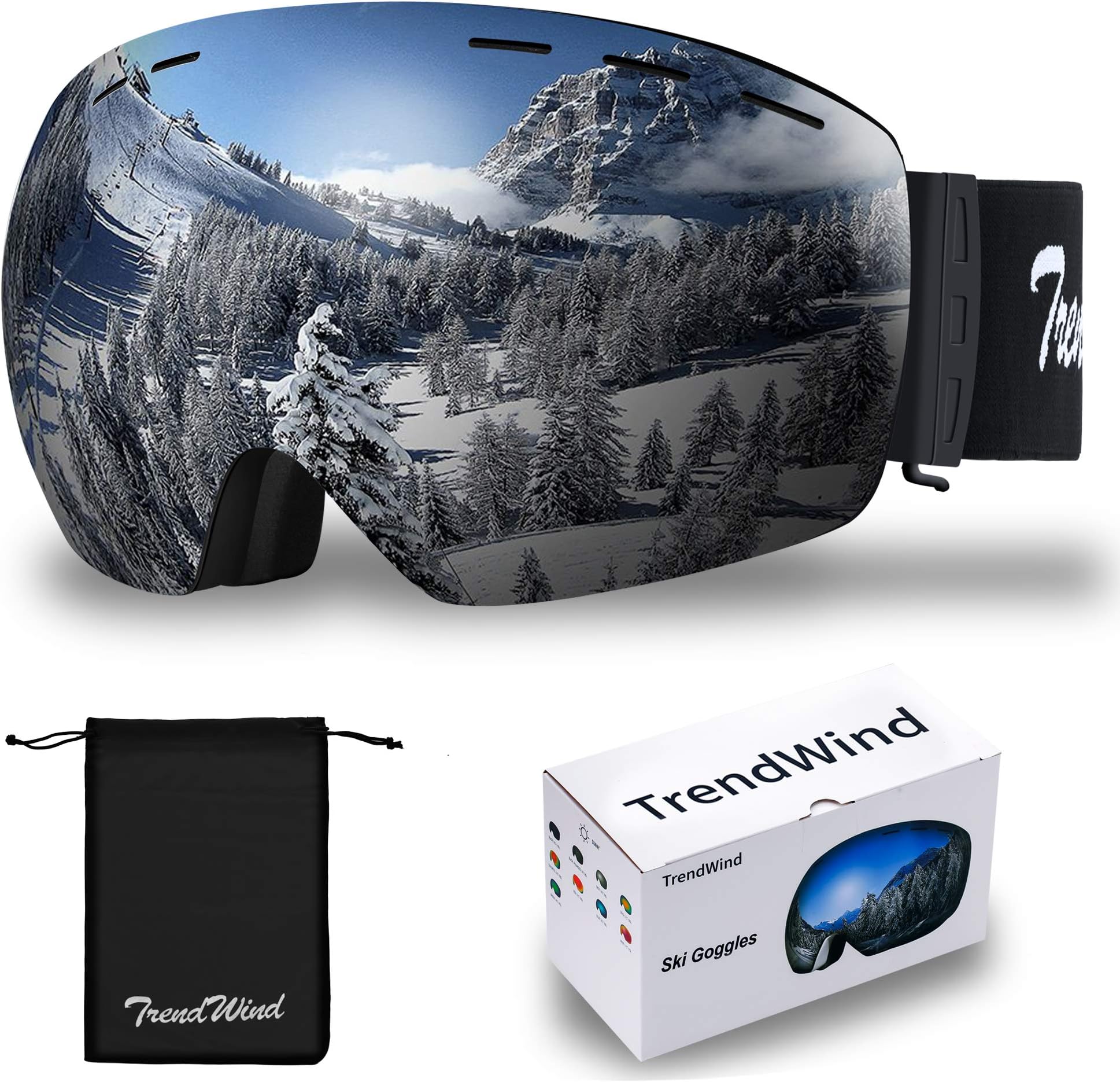 Anti Fog Ski Goggles - Snowboard Goggle with Interchangeable Lens UV400 protection outdoor sports