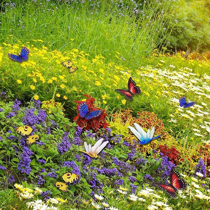 Keer 50 Piezas Coloridas Mariposas de jardín estacas decoración ...