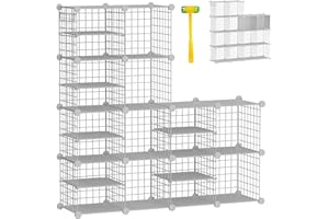 Kiivoena Convertible Wire Cube Storage Shelf, 14 Cubes, Modern Style, Wire Mesh Shelving Unit