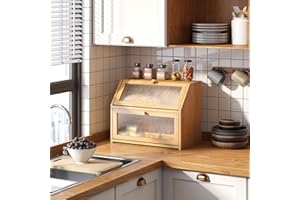 Bread Box for Kitchen Countertop Bin Double Layer Bread Box Storage Container Extra Large Capacity Farmhouse with Diamond Pat