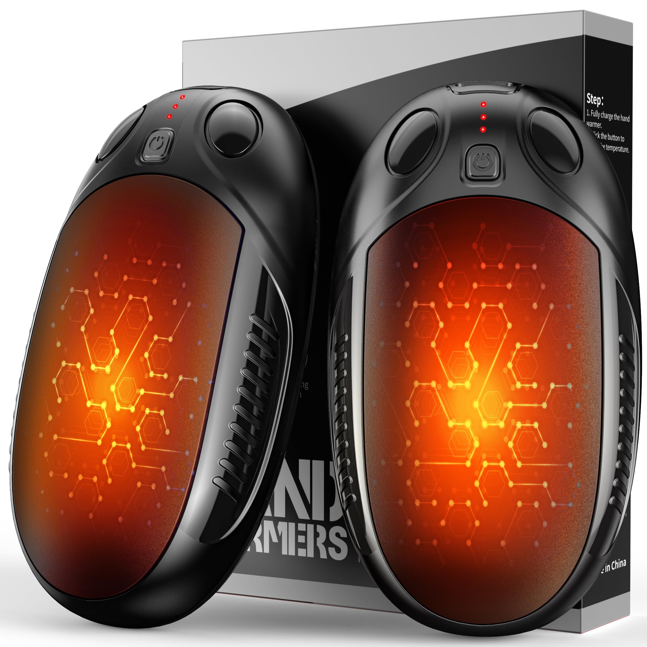 Hand Warmer, 2 Packs USB Rechargeable Hand Warmers, Electric Hand Warmers with 3 Adjustable Heating Modes, Gifts for Raynauds, Golf, Camping, Hiking