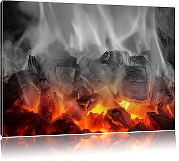 Amazon.de: brennende Holzkohle in Kamin schwarz/weiß Format: 60x40 auf