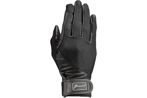 GREWAL EQUESTRIAN Marie Antoinette Ladies Genuine Goat Leather Equestrian Horse Riding Gloves, Black sz 5-9