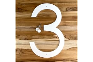GO HOME NUMBERS 12 inch Large Modern House Numbers, white plastic with hardware included (3, White)