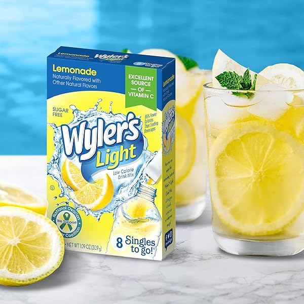 WYLER’S LIGHT SINGLES WATER DRINK MIX TO GO POWDER PACKETS, LEMONADE, 8 COUNT