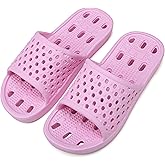 clootess Shower Shoes Slide for Men and Women Holes Bath Slipper Bathroom Sandal Pool Gym College Dorm Non-Slip