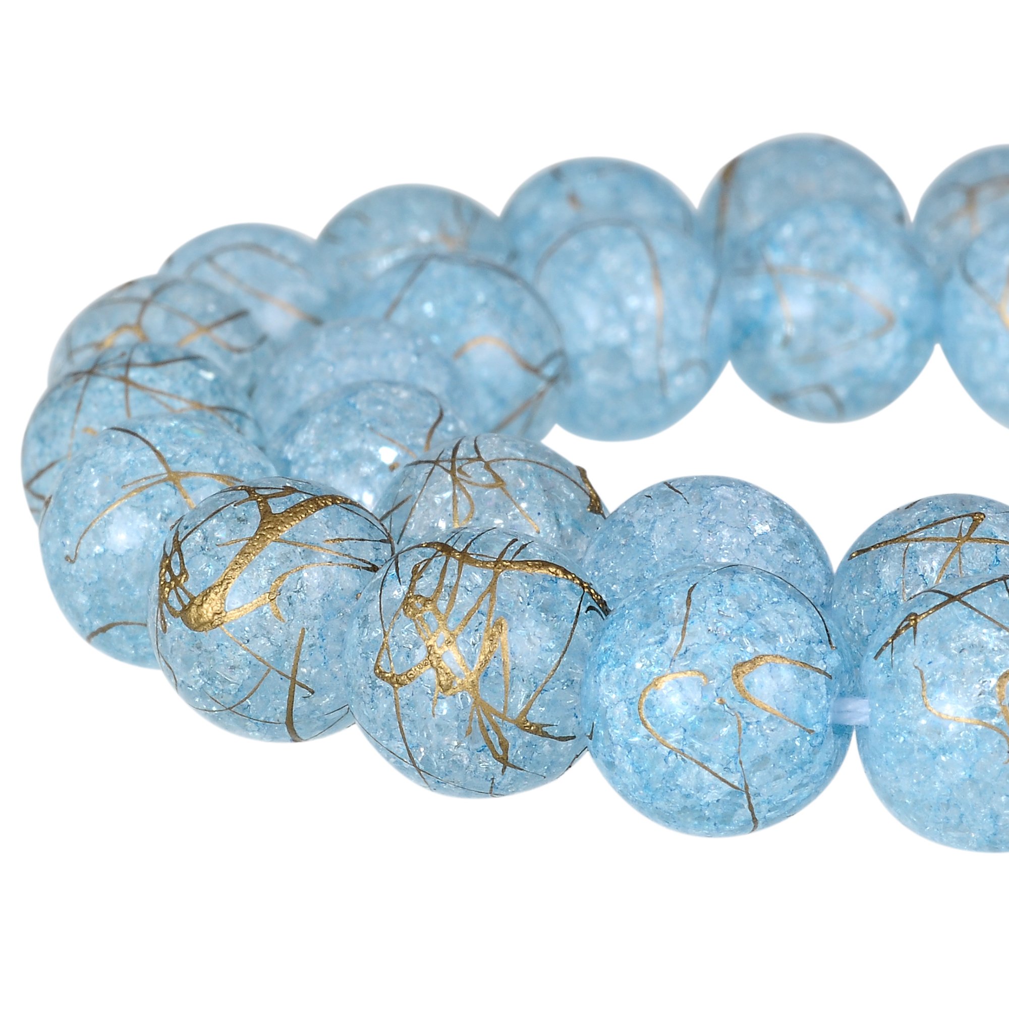 RUBYCA Round Crackle Druk Czech Crystal Pressed Glass Beads for Jewellery Making 10mm Strand (Blue)