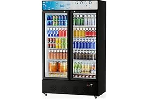 GENERIC 40 Cu.Ft Glass double door Display Commercial Fridge Beverage cooler with LED Display, Adjustable Shelves for Bars, Restaurants, and Stores(Display Refrigerators, 40 Cu.Ft)