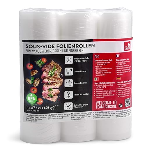 Rollos De Bolsas Para Envasar Al Vacío De TEAM CUISINE | 3 Rollos ...