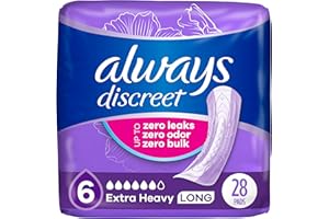 Always Discreet for Bladder Leaks, Ultimate Overnight, Long Length, 28 Pads