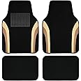 CAR PASS Beige Leather Car Floor Mats, Sporty Waterproof Car Carpet,Universal Automotive Floor Mats Fit for Sedans, Cars, Mid Trucks, Vans, SUV, Set of 4 (Black and Beige)