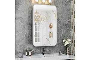 ACEMIRO 16x24 Inch Medicine Cabinet for Bathroom with Mirror Brushed Silver Metal Framed Recessed Bathroom Medicine Cabinet with Mirror Wall Mounted