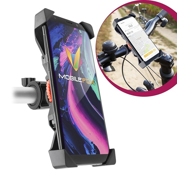 mobilefox® 360° Fahrrad Lenker Halterung Verstellbare Handy Lenkstange Halter Drehbar Smartphone Klemmhalterung für Samsung G