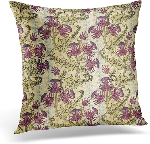 Amazon Com Vanmi Throw Pillow Cover Crafts Nouveau Purple Thistle