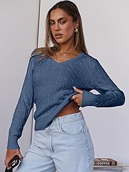 ANRABESS Womens Long Sleeve Cable Knit Sweater 2025