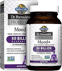 Garden of Life Dr. Formulated Probiotics Mood+ - 50 Billion CFU - Supports Relaxation & Digestive Health - 60 Vegetarian Caps
