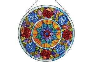 RADIANCE goods Tiffany-Glass Roses Window Panel 22"