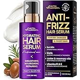 Hydrating Hair Serum for Dry & Frizzy Hair, Lightweight Leave-In Anti-Frizz Treatment, Non-Greasy Split Ends Repair with Keratin, Biotin, Castor & Rosemary Oils, Smooth Shine & Heat Protection, 5 oz