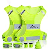 GoxRunx 2 Pack Reflective Vest Running Gear Ultralight Runner Safety Vest+Armbands & Bag