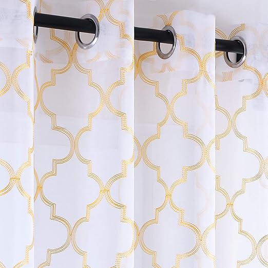 Amazon Com Keqiaosuocai Golden Yellow Semi Sheer Curtain Moroccan