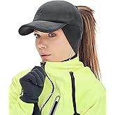 Gisdanchz Women's Winter Reflective Stretchy Ponytail Hat with Drop Down Ear Flap