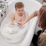 Shnuggle Toddler Bath Tub with Backrest, White/Light Grey, Anti-Slip view 8