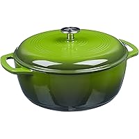 Amazon Basics Enameled Cast Iron Covered Dutch Oven, 4.3-Quart, Green