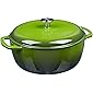 Amazon Basics Enameled Cast Iron Covered Dutch Oven, 4.3-Quart, Green