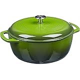 Amazon Basics Enameled Cast Iron Covered Dutch Oven, 4.3-Quart, Green
