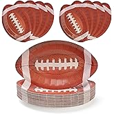 PCLMLES 50Pcs Football Paper Plates Party Supplies - Football-Shaped Disposable Dessert Paper Plates for Sports Events, Touchdown and Birthday Party Decoration