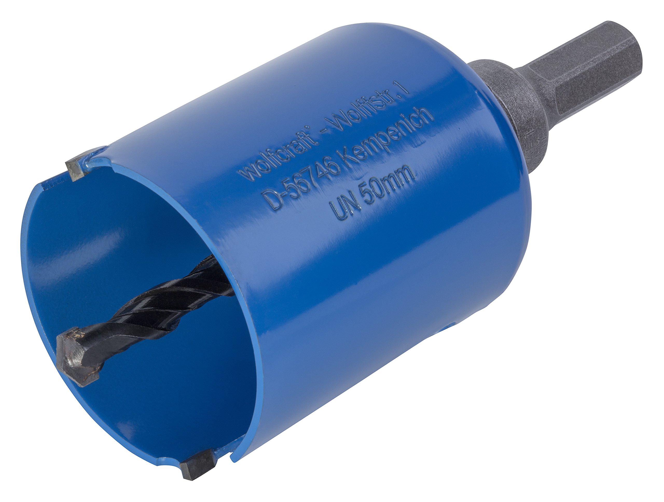wolfcraft Universal Hole Saw with Mandrel, Pre-Assembled I 3879000 I Universal use in a Wide Range of Materials, Cutting Depth 60 mm