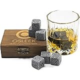 Best Whiskey sipping stones - Set of 9 pure soapstone Beverage Chilling rocks - Keeps your drink Ice cold and no water dilution - stored in a beautiful gift box - velvet bag included for refrigerating