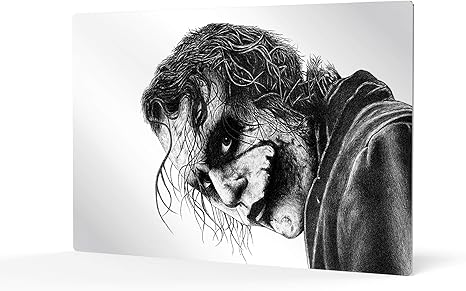 Amazon Com Hb Art Design The Joker Charcoal Pencil Drawing Metal Wall Art Home Decor Metal Print Living Room Dorm Decor Ready To Hang Made In Usa 24x36 Posters Prints
