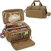 Rexmica 14-Inch Tool Bag with Anti-friction Bottom, Hand Tool Storage Organizer for Men, Tactical Range Bag, Multi-purpose Work Tote for Repairman, Carpenters, Handyman, Khaki