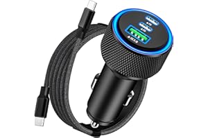 [Apple MFi Certified] iPhone 17 Car Charger Fast Charging, KYOHAYA 3-Port 67W PD/QC Car Power Adapter USB-C Charger Cigarette Lighter + Type-C Braided Cord for iPhone 17/17 Pro/16 Pro/15/Galaxy/Pixel