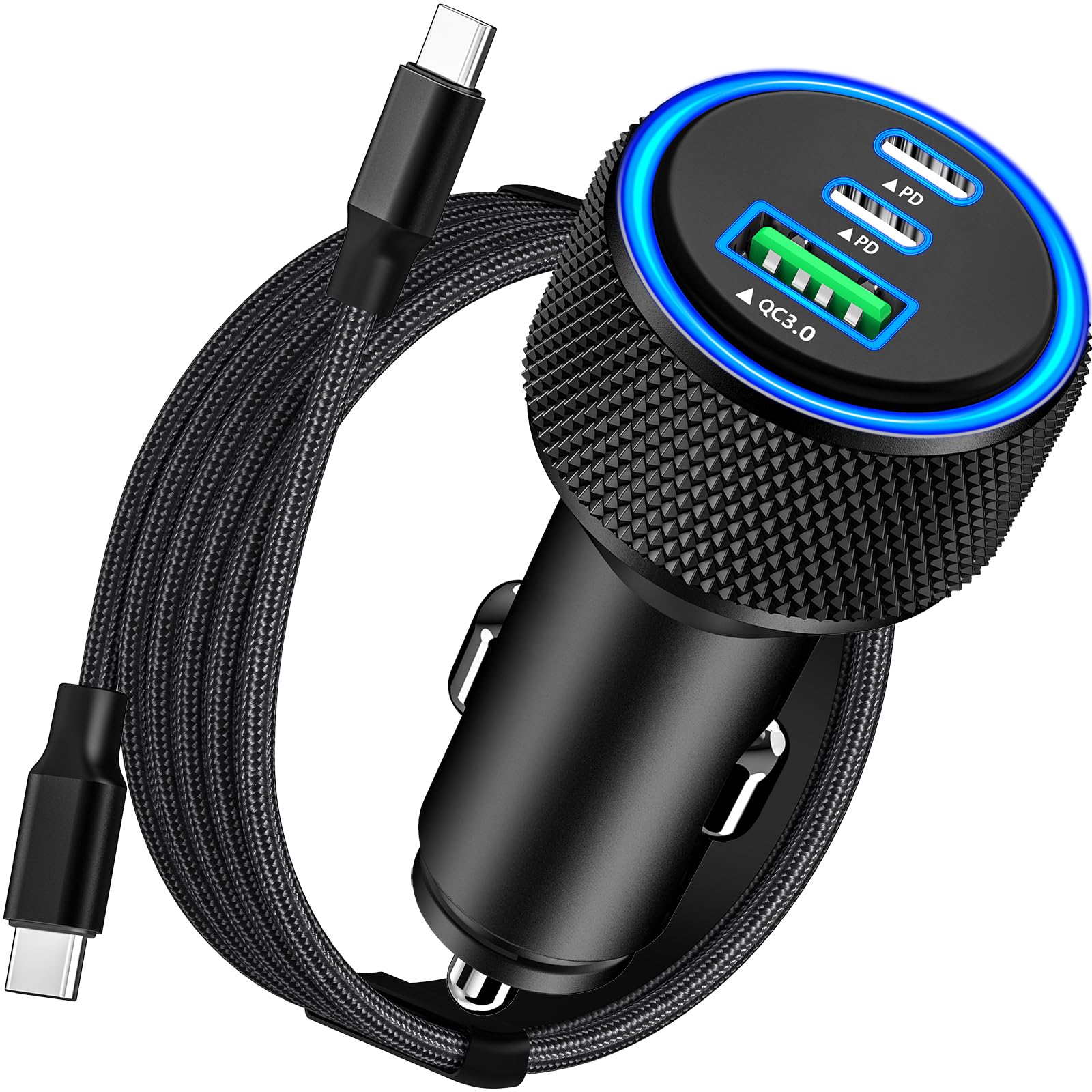Photo 1 of [Apple MFi Certified] iPhone 17 Car Charger Fast Charging, KYOHAYA 3-Port 67W PD/QC Car Power Adapter USB-C Charger Cigarette Lighter + Type-C Braided Cord for iPhone 17/17 Pro/16 Pro/15/Galaxy/Pixel