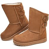 Moudki Womens Winter Boots Mid-calf Snow Boots Fashion Warm Boots for Women Cute Furry Slip On Boots