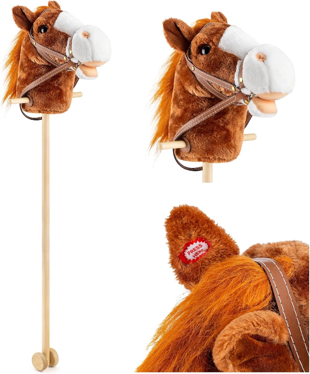 Toyrific 99 cm Hobby Horse Toy with Sounds Brown Dark Durable Wheels