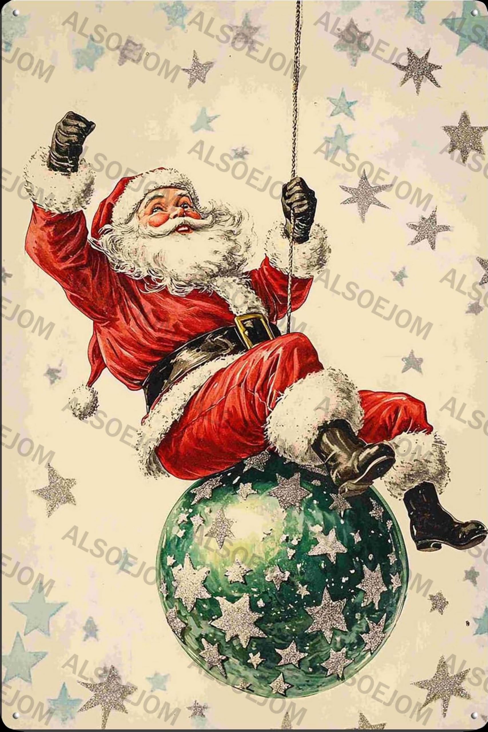 Photo 1 of Alsoejom Christmas Metal Sign Funny Christmas Old Man Signs Vintage Tin Sign for Home Kitchen Garden Yard Office Decor 8x12 Inch