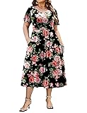IN'VOLAND Plus Size Womens Summer Short Sleeve Crew