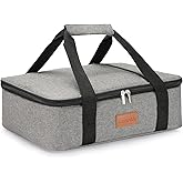 Uoxfill Lunch Bag Insulated Thermal Food Carrier Insulated Casserole Carrier for Hot or Cold Food,Insulated Tote Bag for Potluck Cookouts Parties Picnic, Lasagna Lugger,Fits 9"x13" Baking Pan,Gray