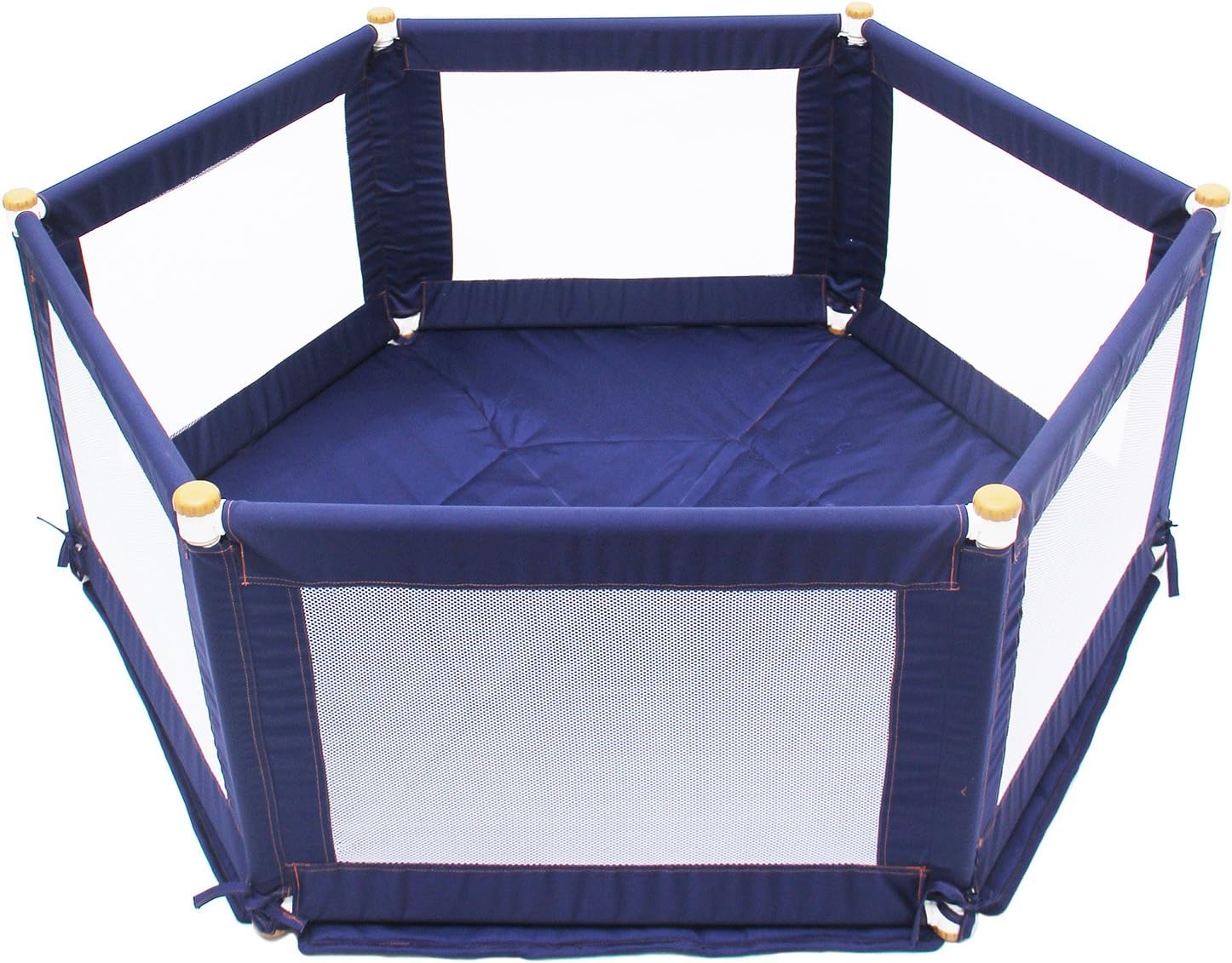 TikkTokk Liberty House Toys Blue Hexagonal Pokano Fabric Playpen and Mat 61cm H x 140cm W x 160cm L