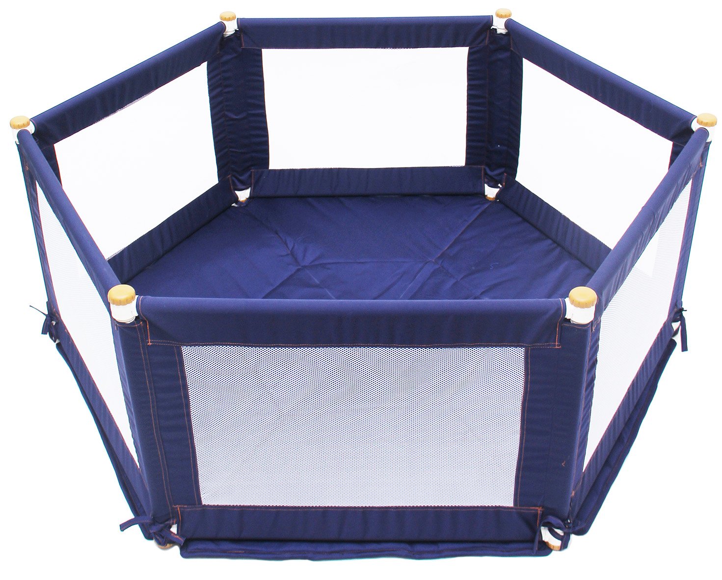 TikkTokk Liberty House Toys Blue Hexagonal Pokano Fabric Playpen and Mat 61cm H x 140cm W x 160cm L