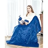 SNUGSUN Heated Blanket Throw Size, Soft and Cozy Electric Heating Blanket for Bed, Automatic Safety System 6 Heating Levels & 4 Hours Auto-Off, 50" x 60" Newport Blue