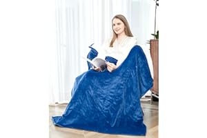 SNUGSUN Heated Blanket Throw Size, Soft and Cozy Electric Heating Blanket for Bed, Automatic Safety System 6 Heating Levels & 4 Hours Auto-Off, 50" x 60" Newport Blue